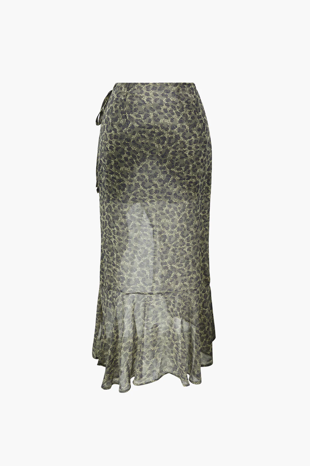 Floral Print Tie Up Asymmetrical Skirt - Flockneti