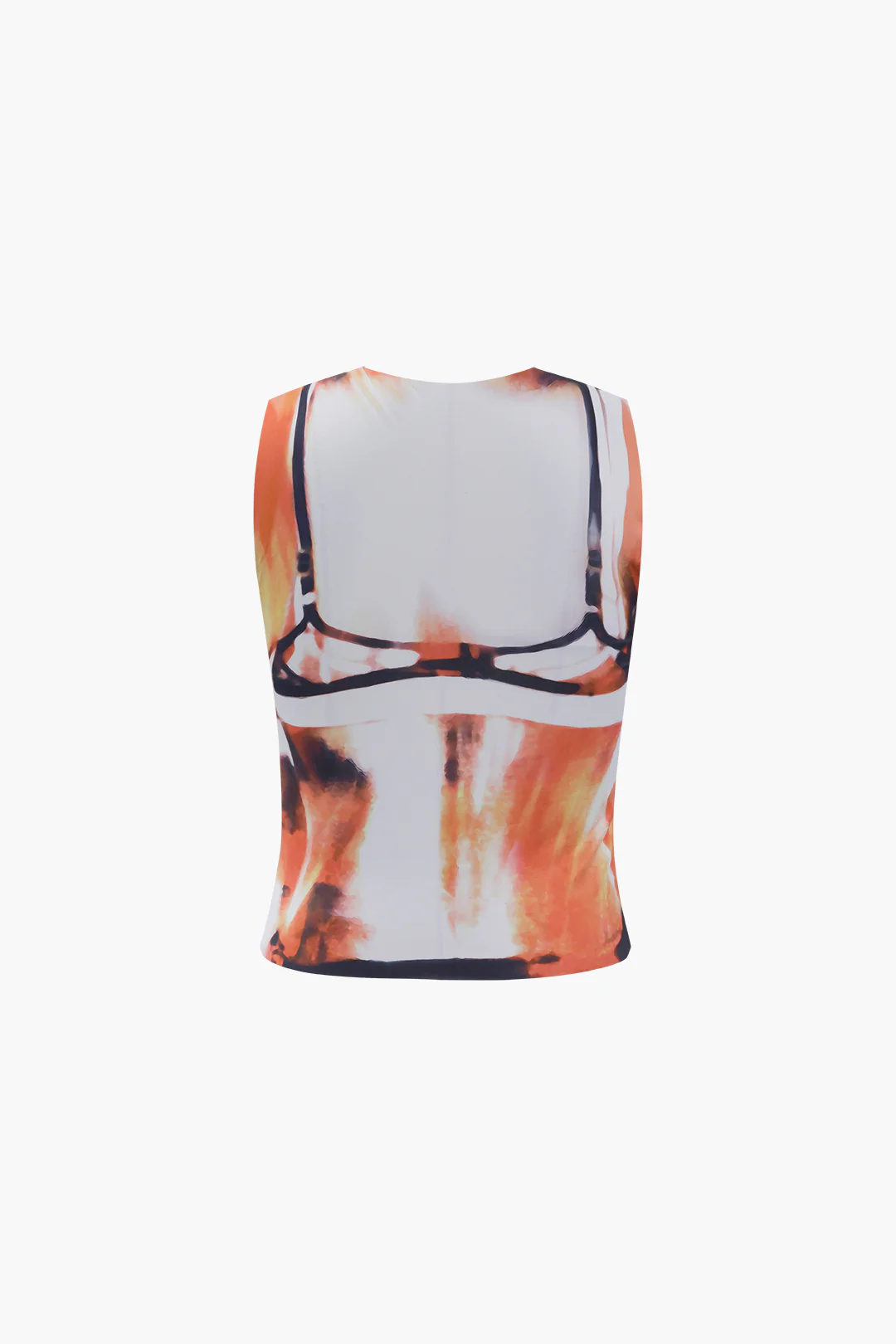 Contrast Print Round Neck Tank Top - Flockneti