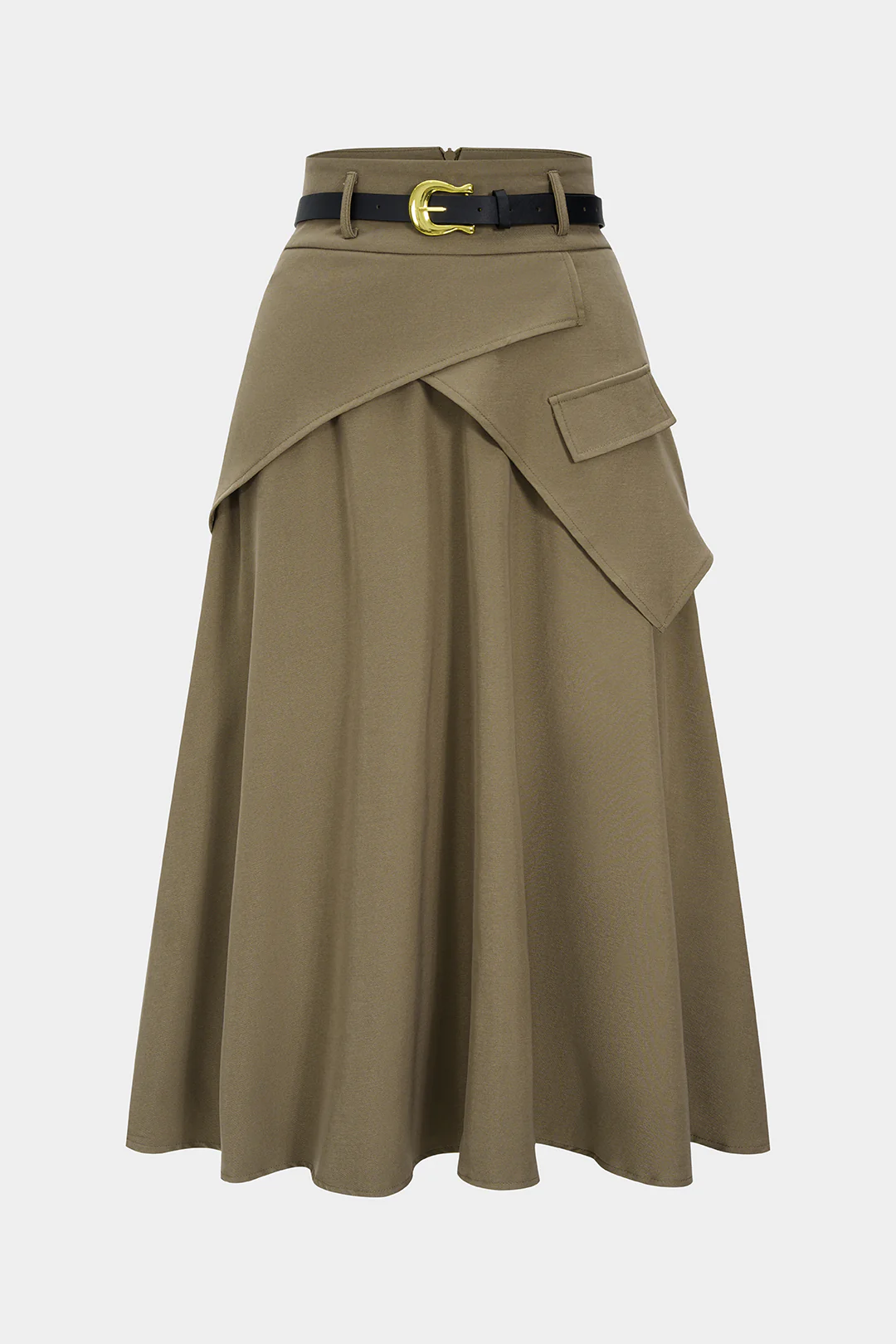 Plus Size High Waist Belted Skirt - Flockneti