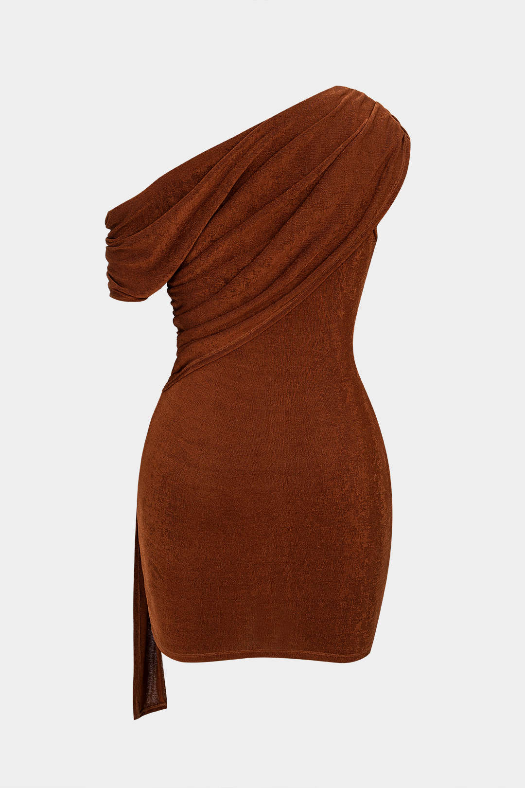 Mesh One Shoulder Metallic Ruched Asymmetrical Sleeveless Mini Dress - Flockneti