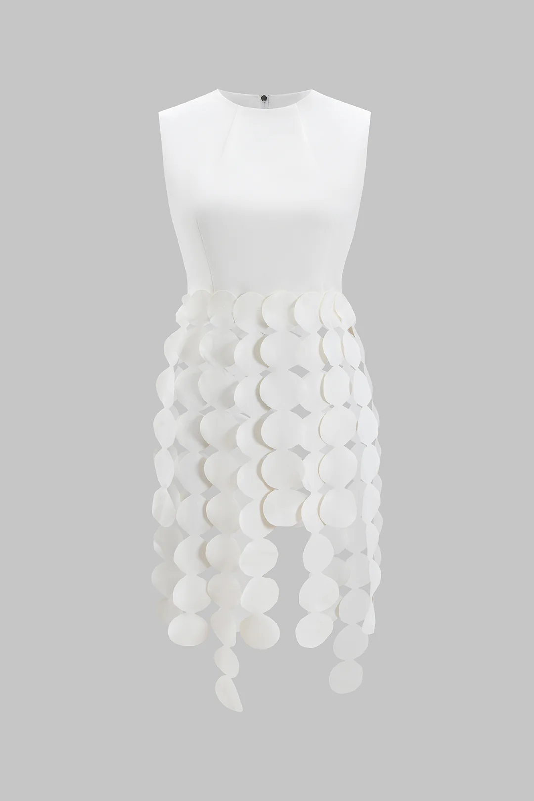 Asymmetrical Patchwork Fringe Hem Zipper Tank Top - Flockneti