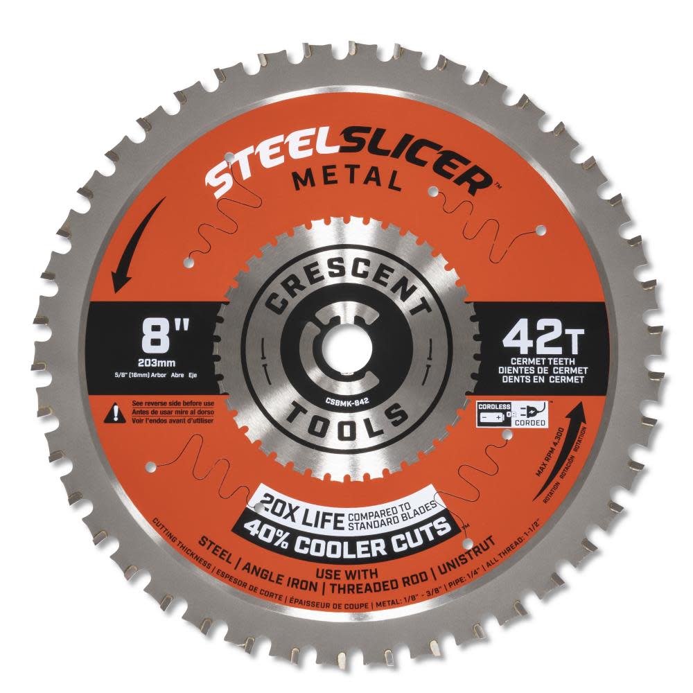 Crescent Steel Slicer Thick Metal Circular Saw Blade 8″ x 42T - Flockneti