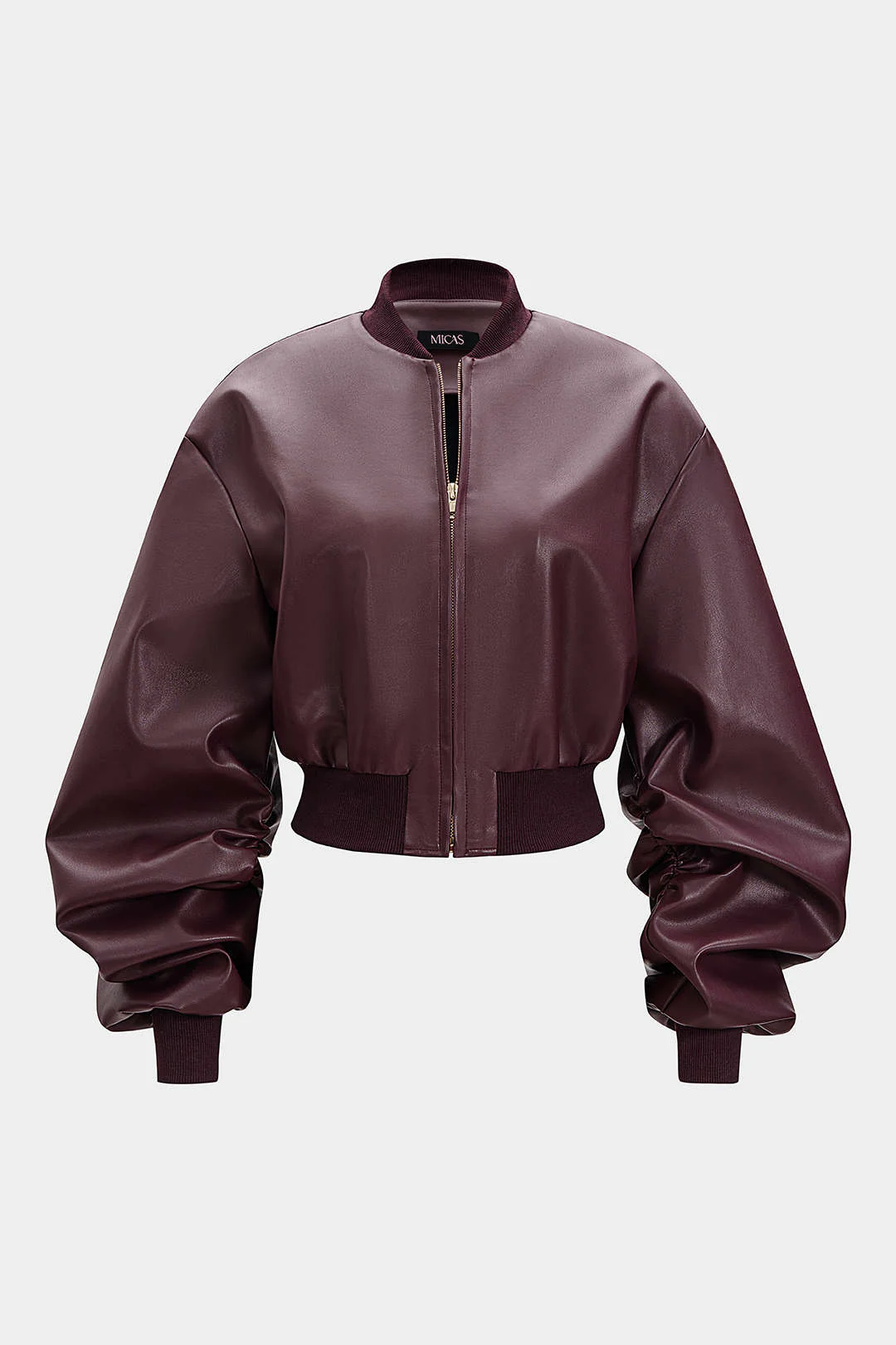 Faux Leather Patchwork Ribbed Jacket - Flockneti