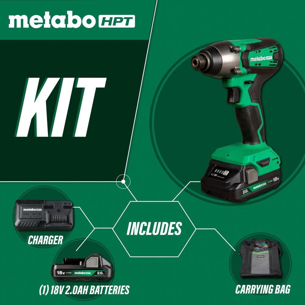 Metabo HPT 18V Impact Driver Cordless Brushed Kit - Flockneti
