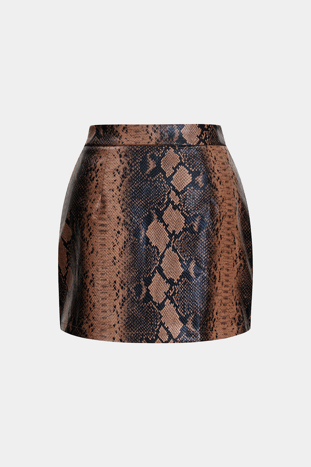 Snake Skin Print Faux Leather Skirt - Flockneti