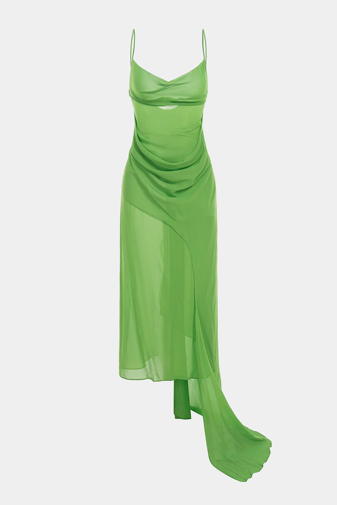 V-Neck Ruched Asymmetrical Backless Zipper Sleeveless Midi Dress - Flockneti