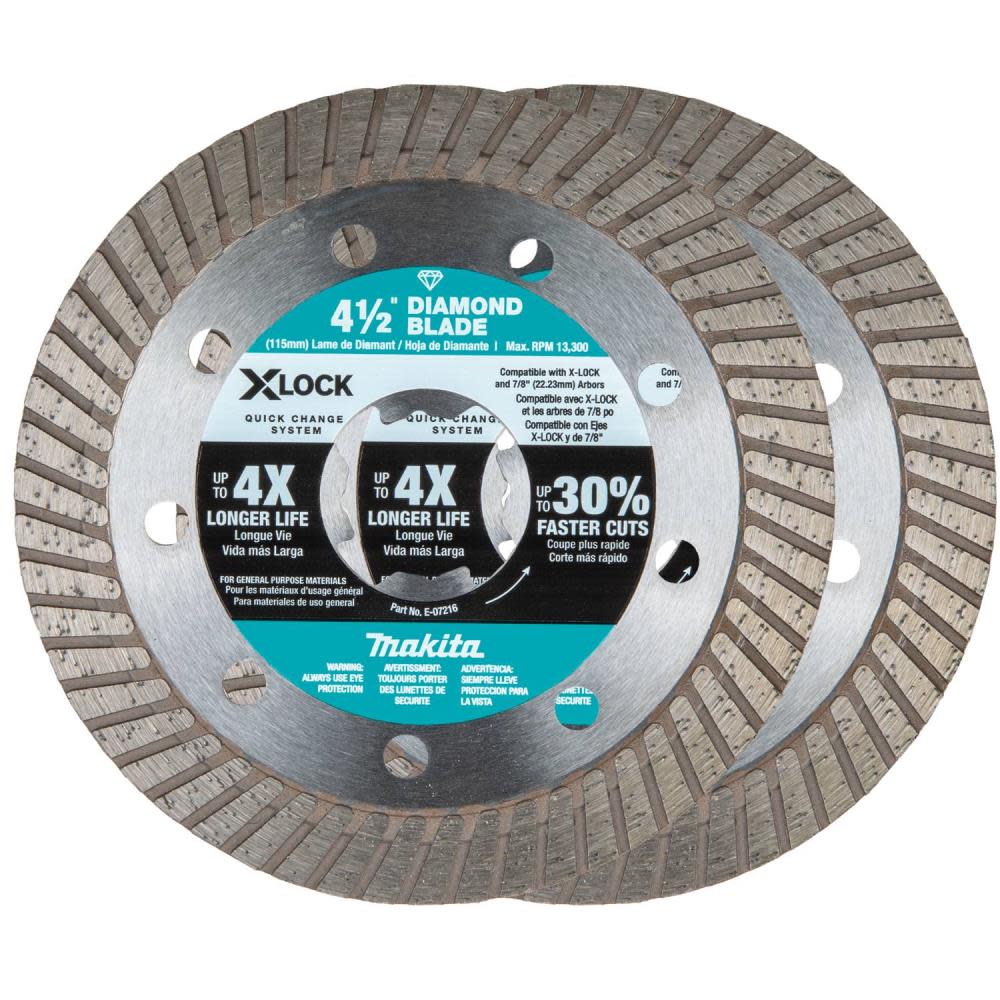 Makita X-LOCK 4-1/2″ Turbo Rim Diamond Blade for Masonry Cutting 2/pk - Flockneti