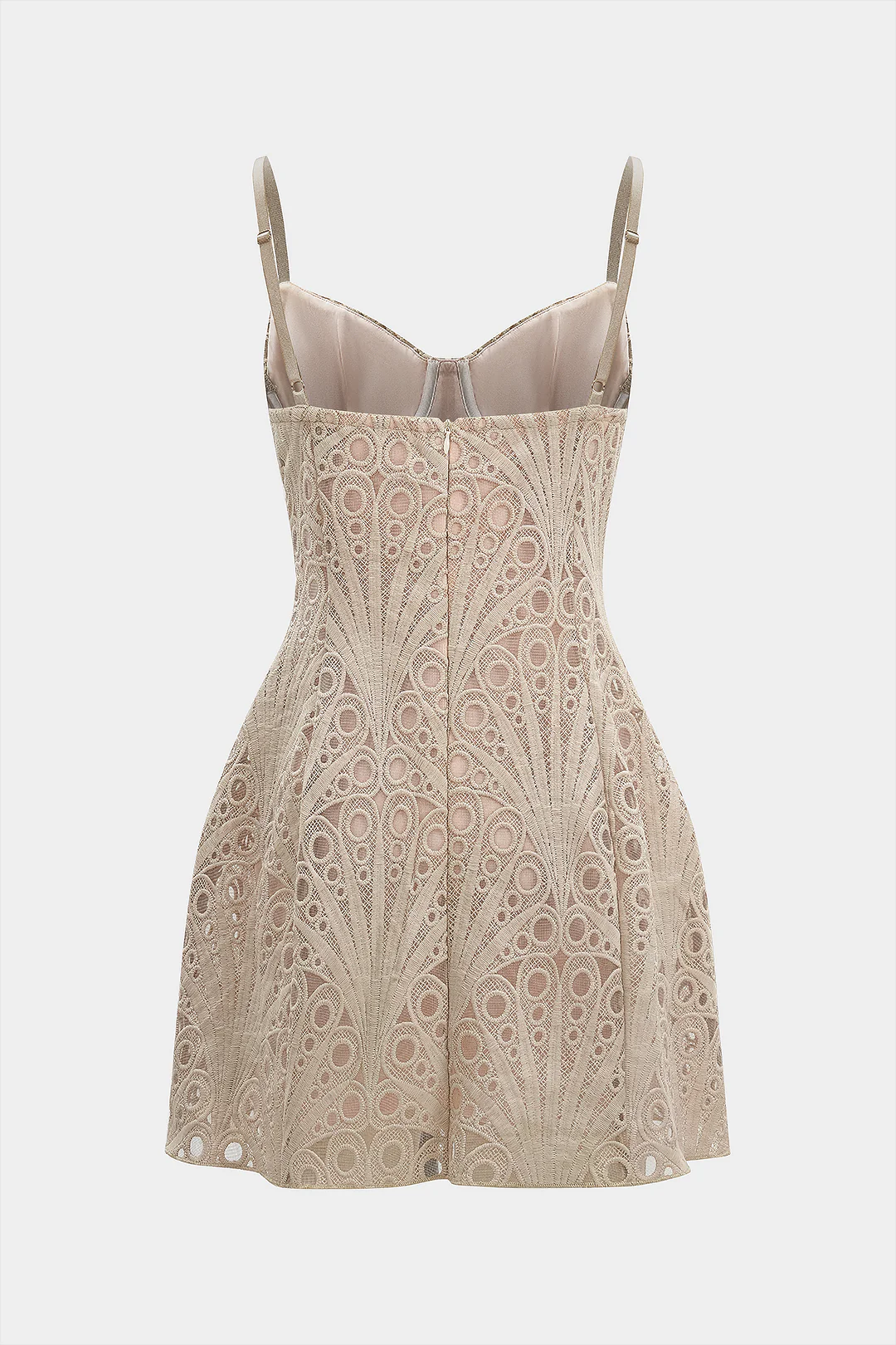 Lace Bustier Zipper Sleeveless Mini Dress - Flockneti