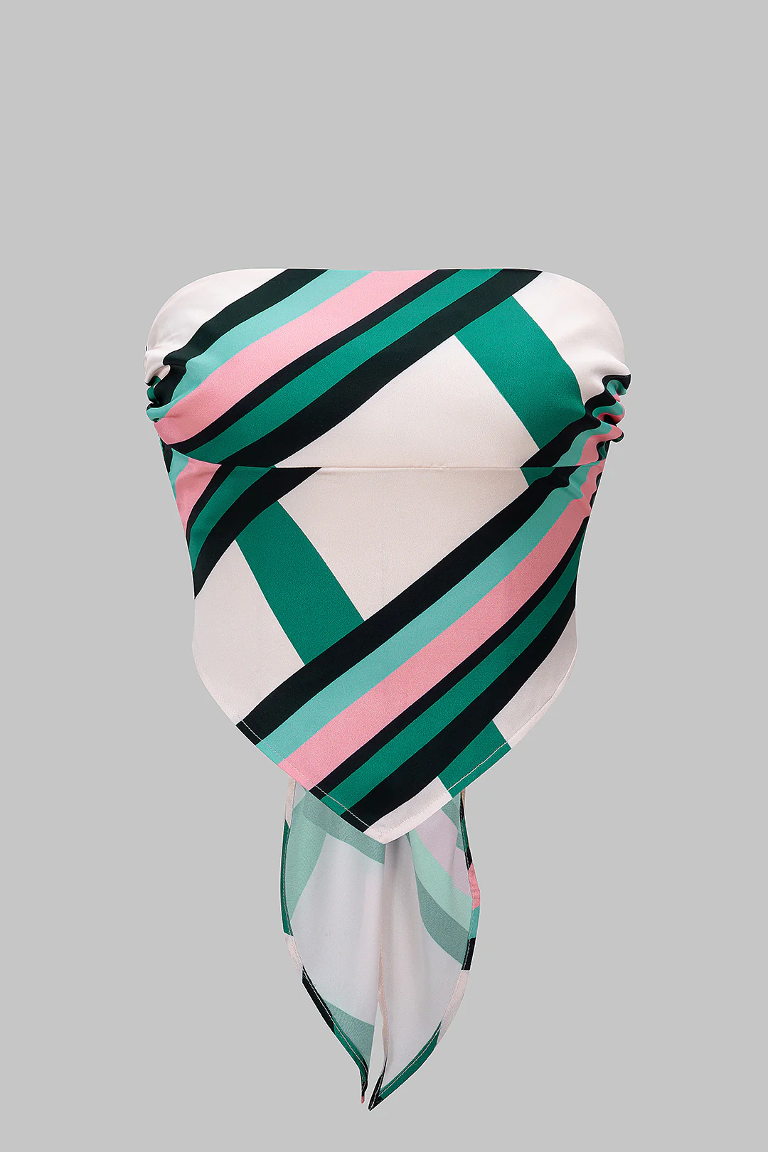 Stripes Print Satin Tie Back Tube Top - Flockneti