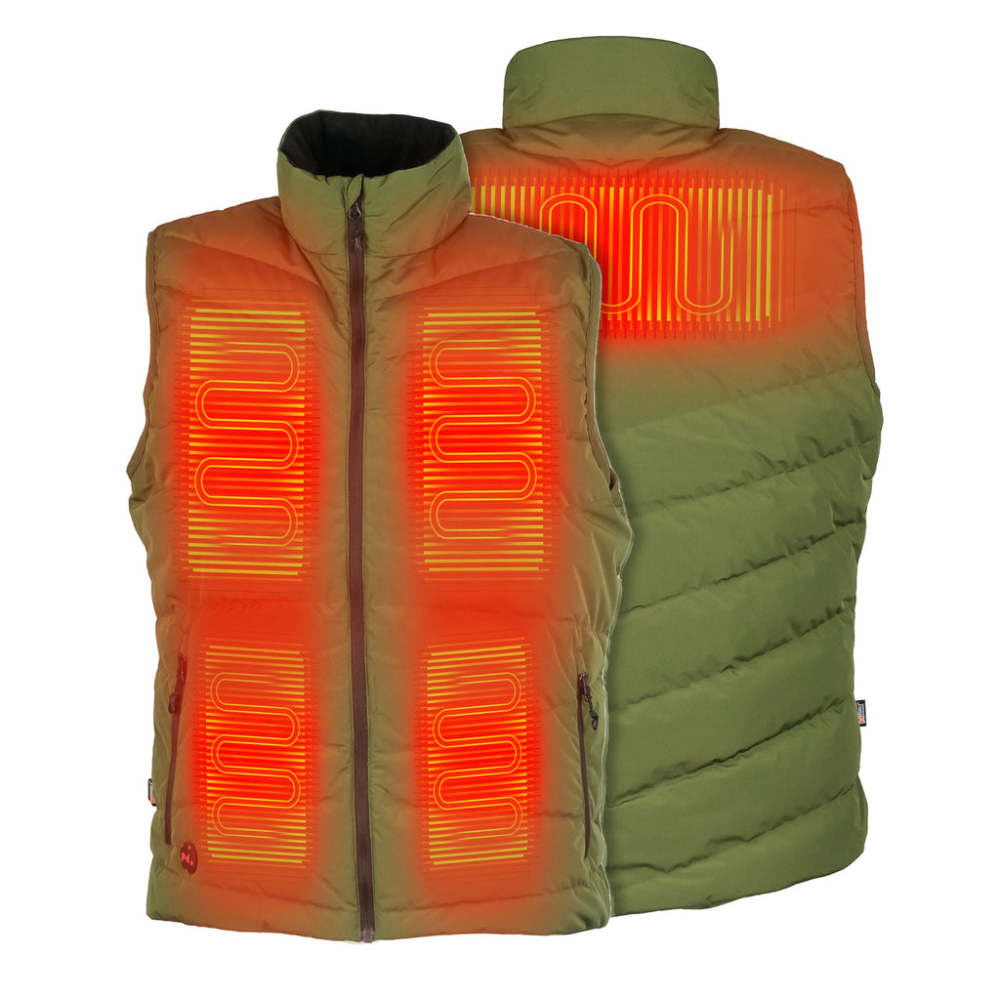 Mobile Warming 7.4V Crest Heated Down Vest Mens Green 2X - Flockneti