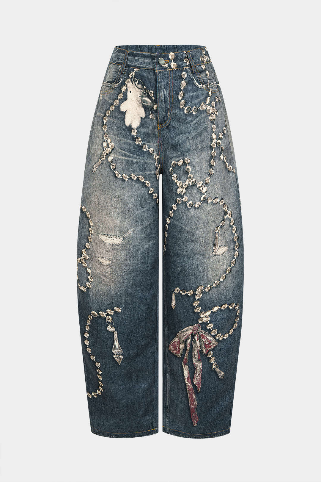 Artistic Denim High Waist Wide Leg Pants - Flockneti