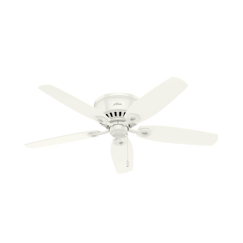 Hunter Fan Builder Ceiling Fan 52″ LED Indoor Snow White/Light Oak - Flockneti
