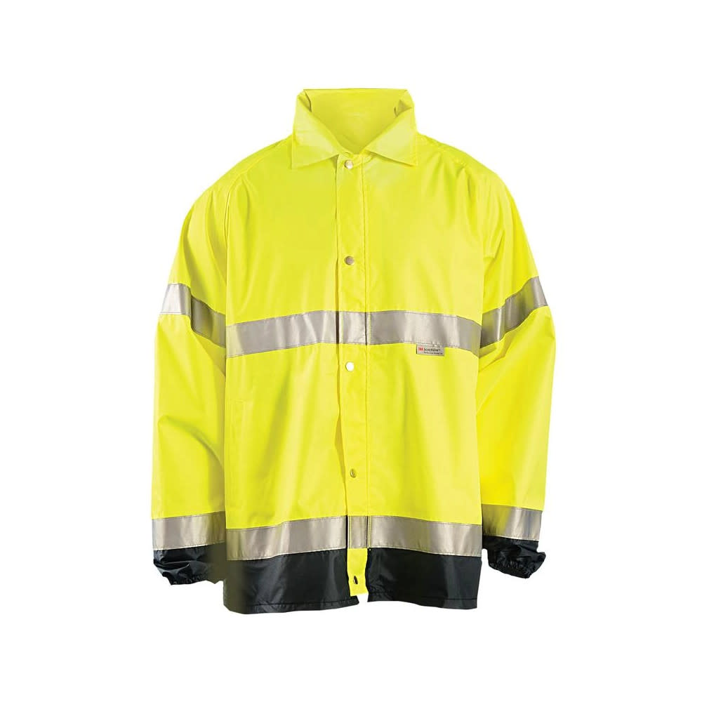 Occunomix Hi-Vis Yellow Class 3 Premium Breathable Rain Jacket 2X - Flockneti
