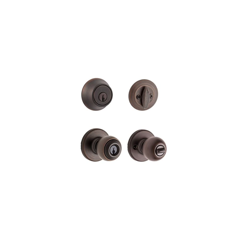Kwikset Deadbolt Set Bronze Polo Door Knob & Single Cylinder - Flockneti