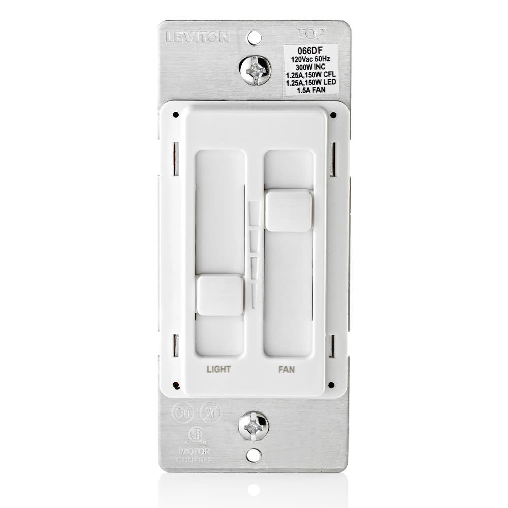 Leviton SureSlide White Fan/LED Light Control Dimmer Slide Switch - Flockneti