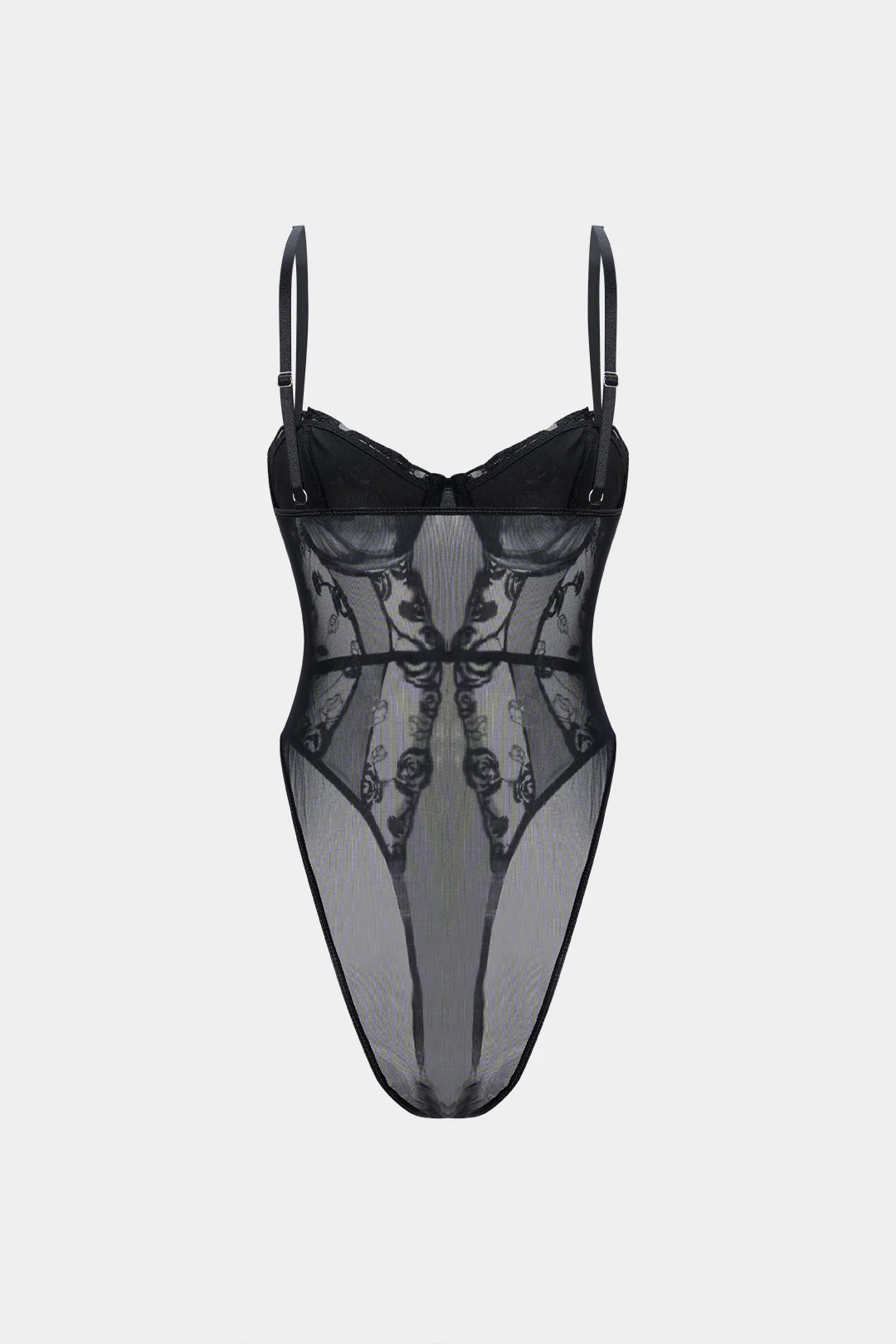 Lace Embroidery Bustier Sleeveless Bodysuit - Flockneti
