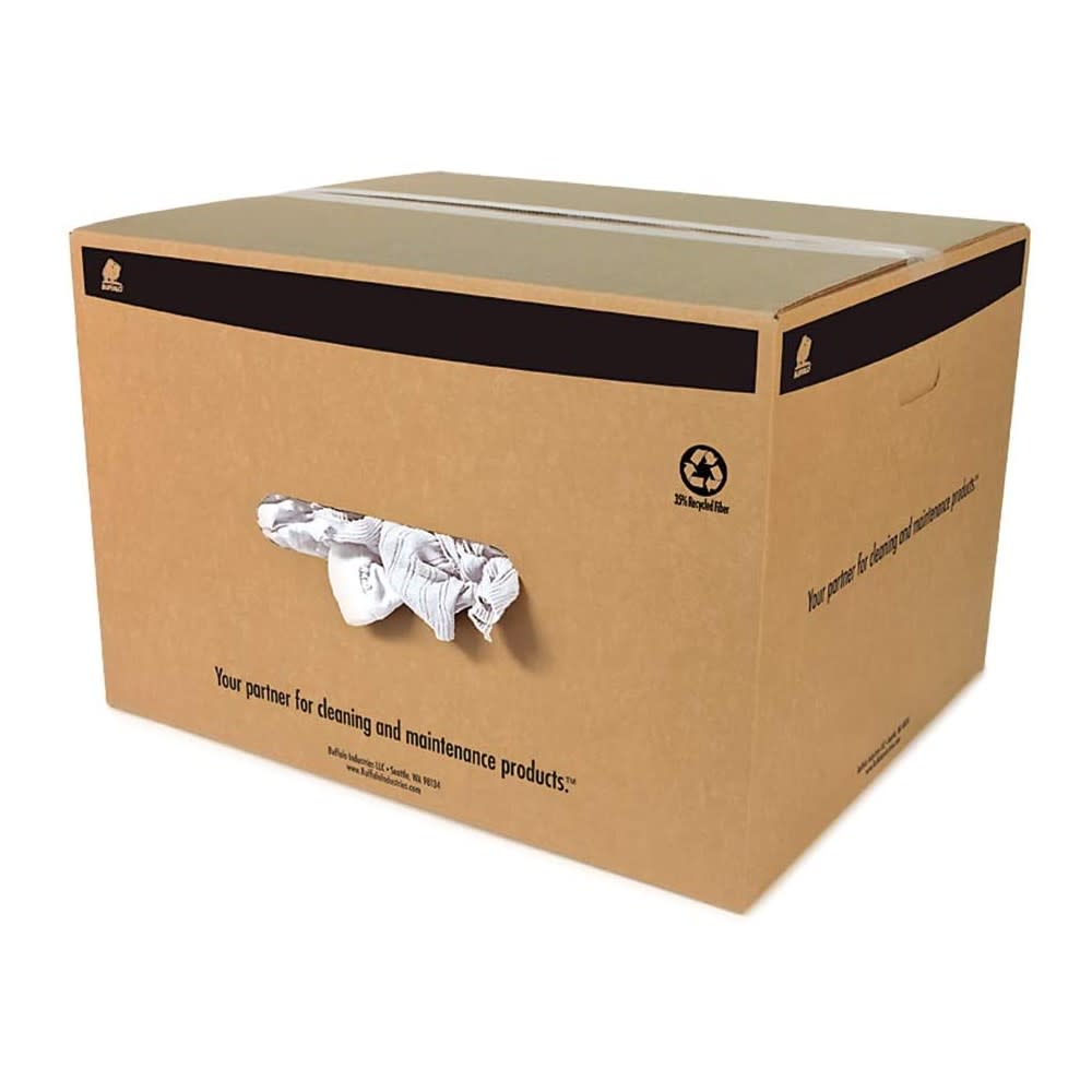 Buffalo Industries Recycled White T Shirt Cloth Rag 50 Lb Box - Flockneti
