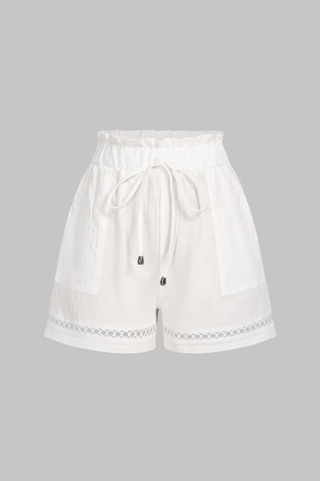 Hollow Out Drawstring Ruched Pocket Shorts - Flockneti