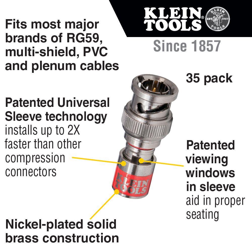 Klein Tools Universal BNC Compression Connector RG59 Pack of 35 - Flockneti
