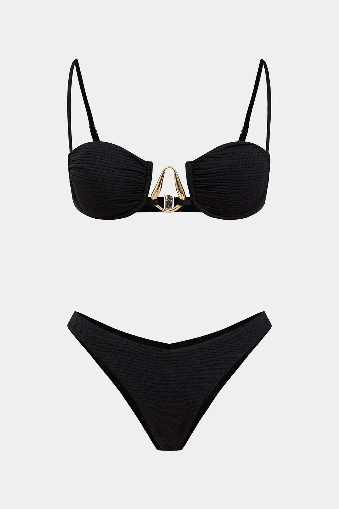Chiffon Metallic Decor High-Waisted Bikini Set - Flockneti