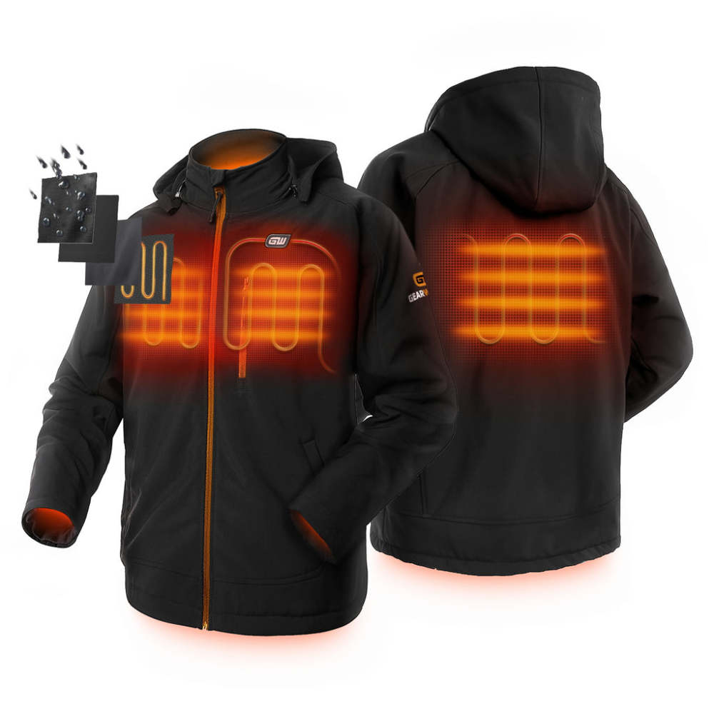 GEARWRENCH Mens Black Heated Hooded Jacket Kit 3X - Flockneti