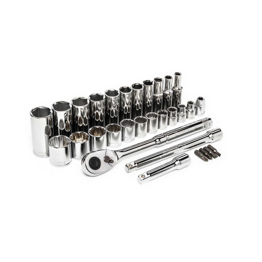 Crescent 30 Pc 3/8″ Drive 6 and 12 Point SAE Mechanics Tool Set - Flockneti