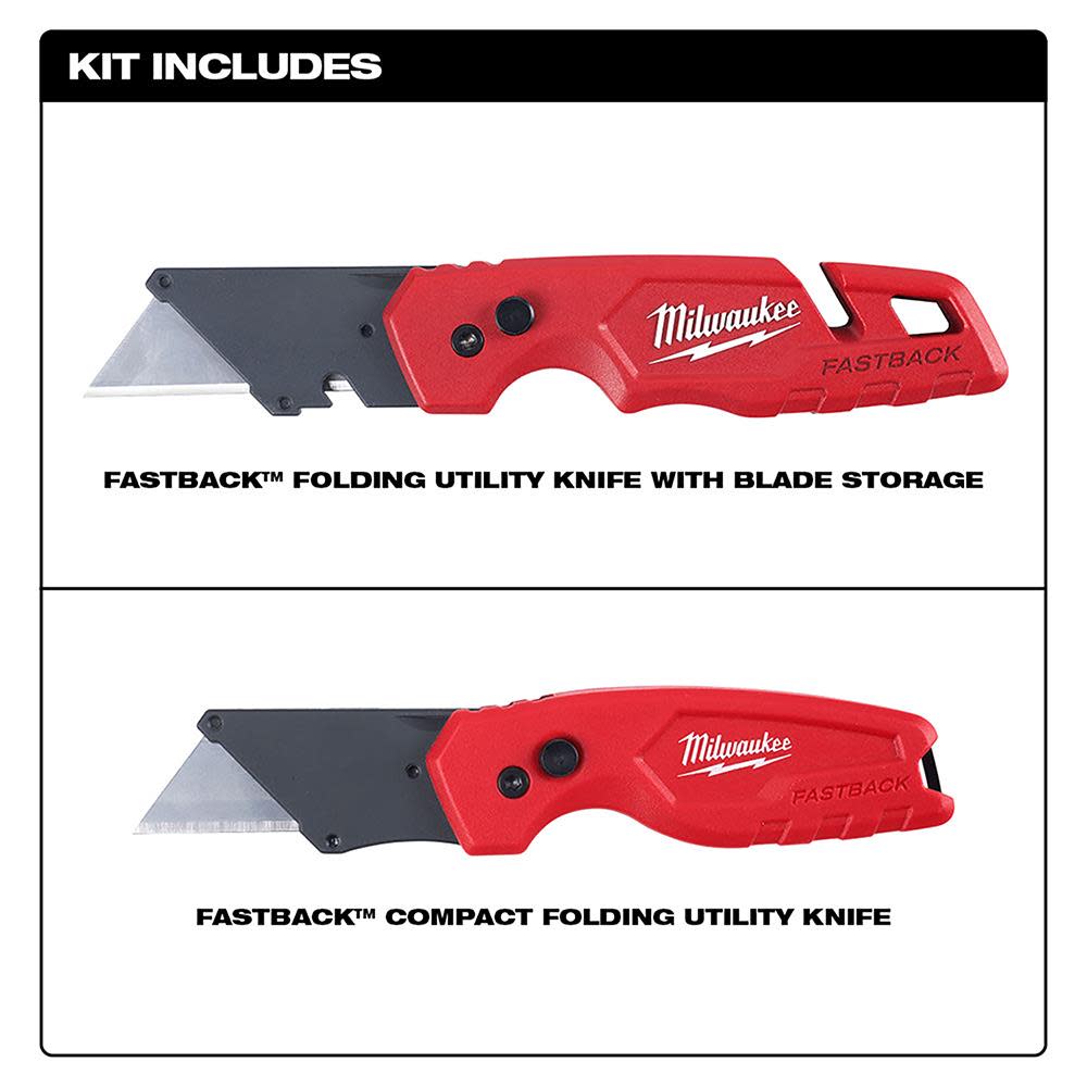 Milwaukee FASTBACK with Storage & FASTBACK Compact Knife Set - Flockneti