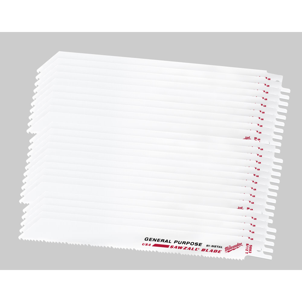 Milwaukee Super Sawzall Blade 8/12 TPI 8 In. L 25 Pk - Flockneti