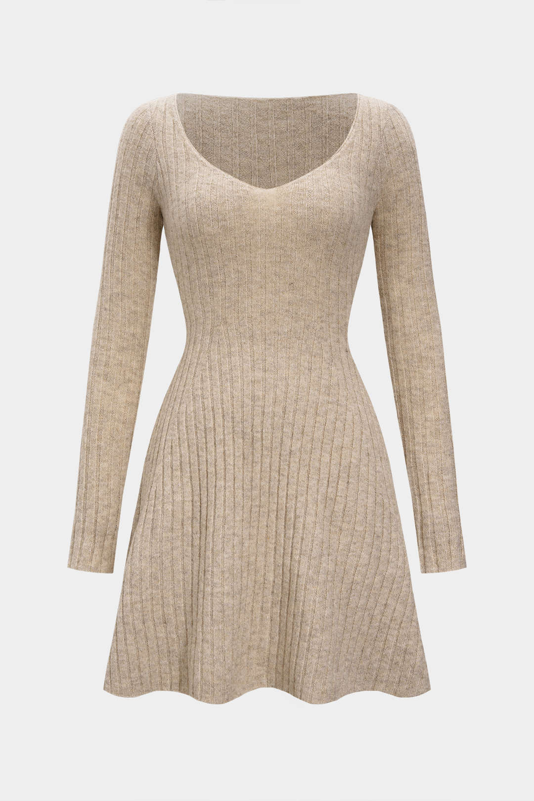 Knit Ruched Long-Sleeve Mini Dress - Flockneti