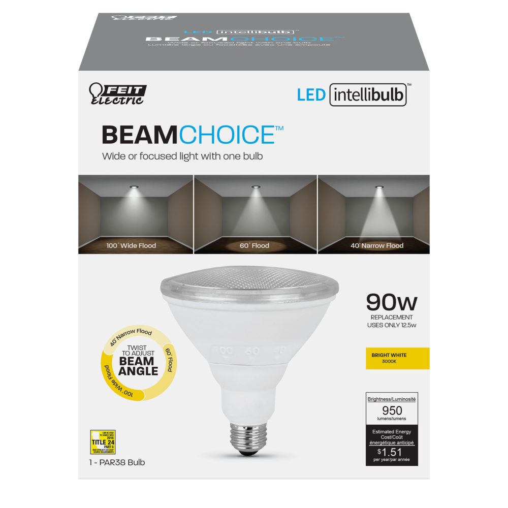 Feit Electric 90W BeamChoice PAR38 3000K LED Bulb 1pk - Flockneti