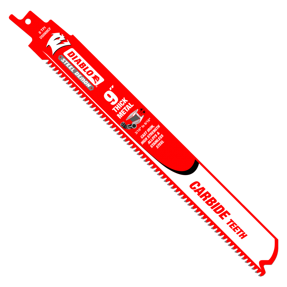 Diablo Tools 9″ Steel Demon Carbide Recip Blades for Thick Metal (3/16″ – 9/16″) Cutting (3 pk) - Flockneti