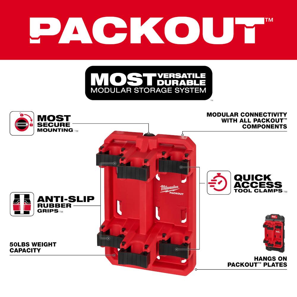 Milwaukee PACKOUT Long Handle Tool Rack - Flockneti