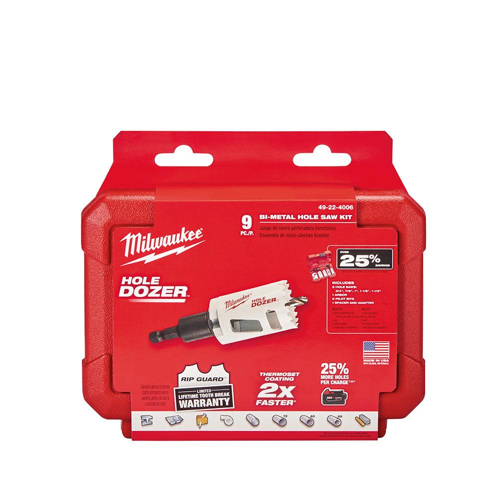Milwaukee HOLE DOZER General-Purpose Hole Saw Kit – 9PC - Flockneti