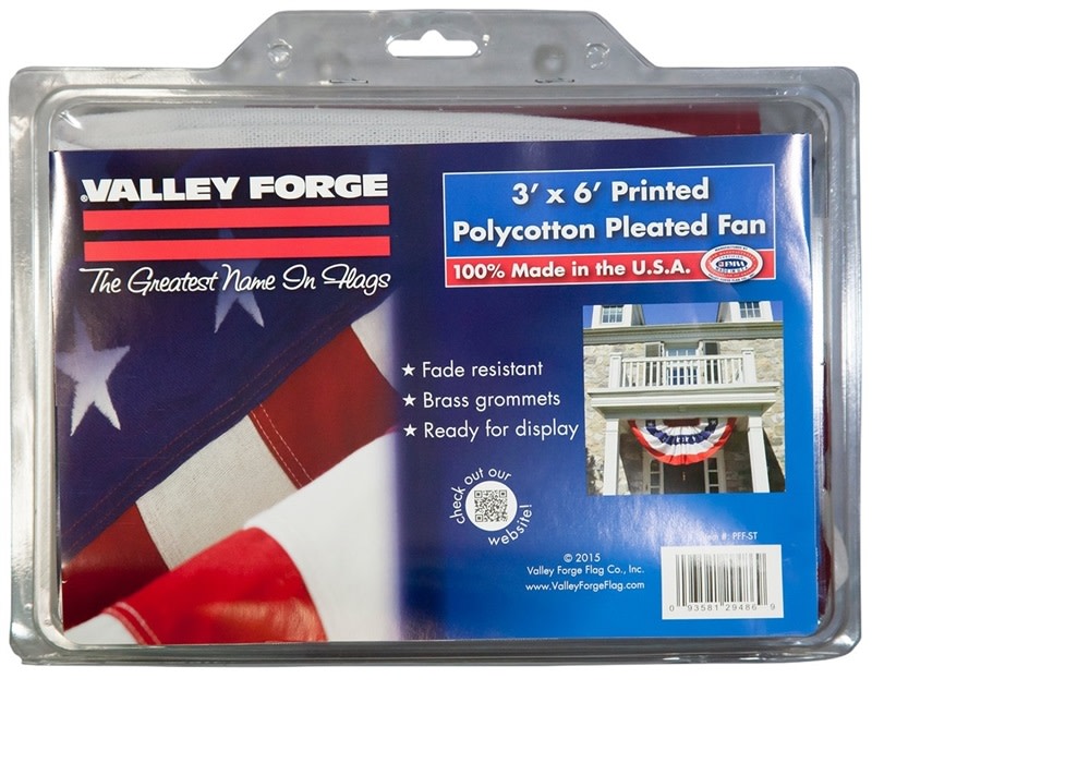 Valley Forge Flag 3 Ft. Width x 6 Ft. Height Stars & Stripes Full-Fan Flag - Flockneti