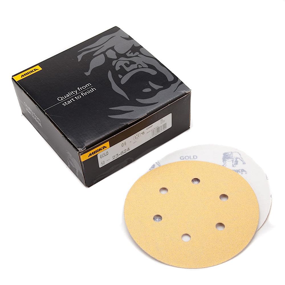 Mirka Gold 6 In. 6 Hole Grip Vacuum Disc P320 - Flockneti