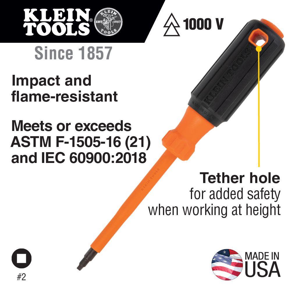 Klein Tools 4 in. Insulated Driver #2 Sq Tip - Flockneti