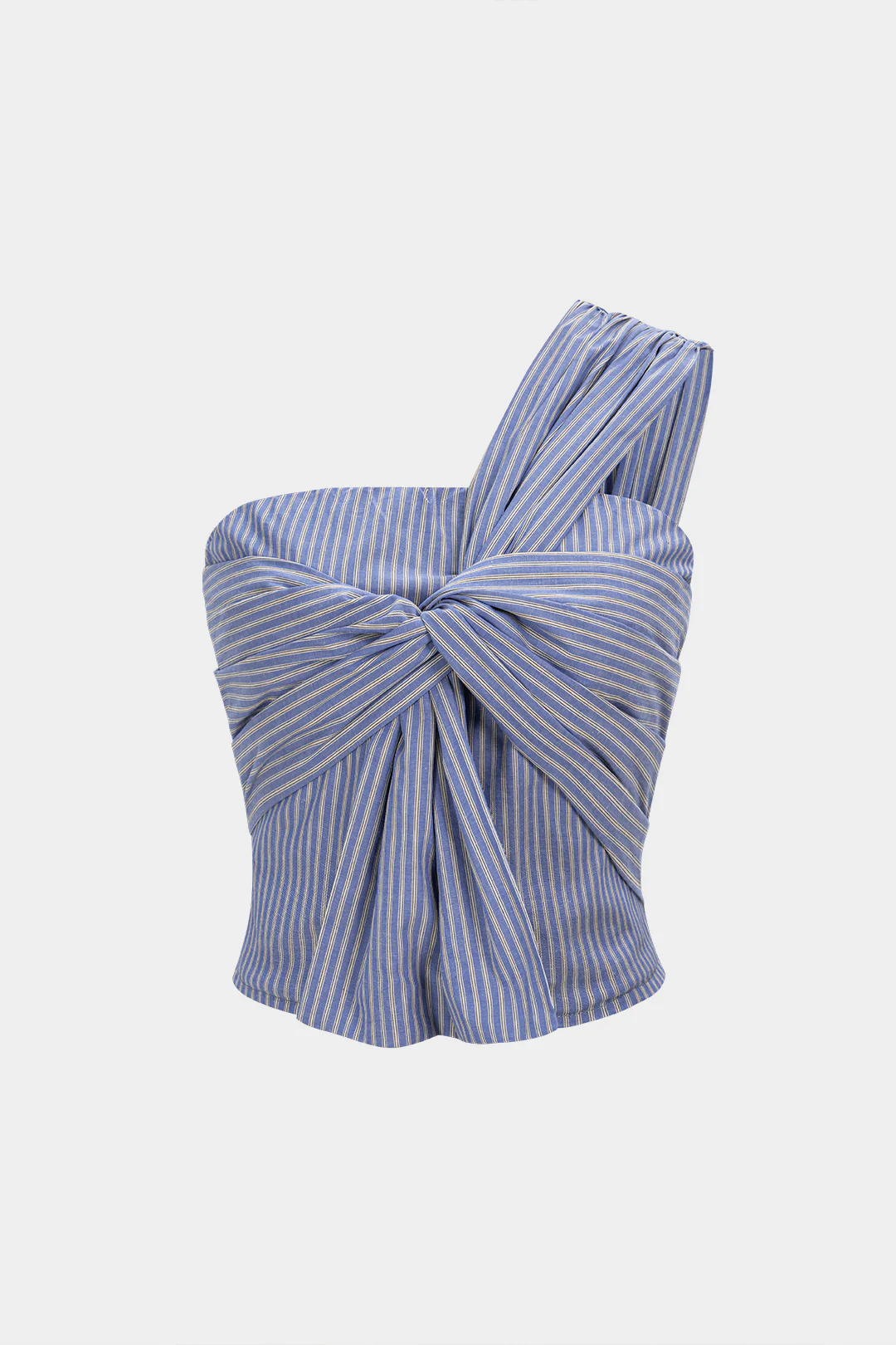 Striped One Shoulder Asymmetrical Ruched Tank Top - Flockneti