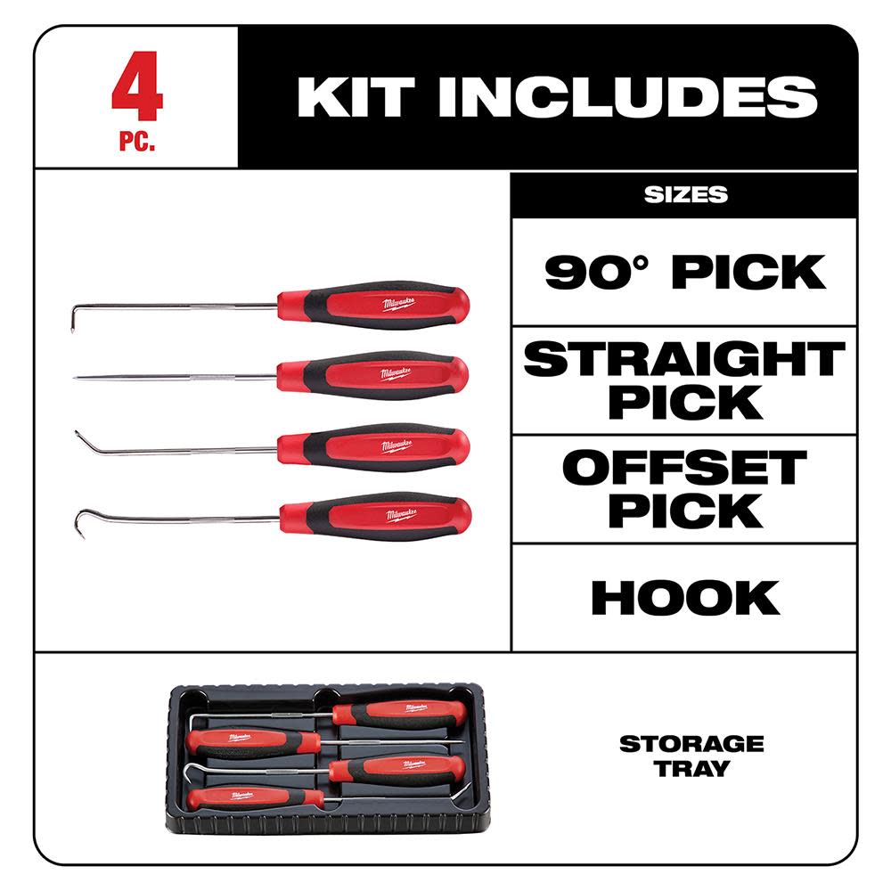 Milwaukee 4pc Hook & Pick Set - Flockneti