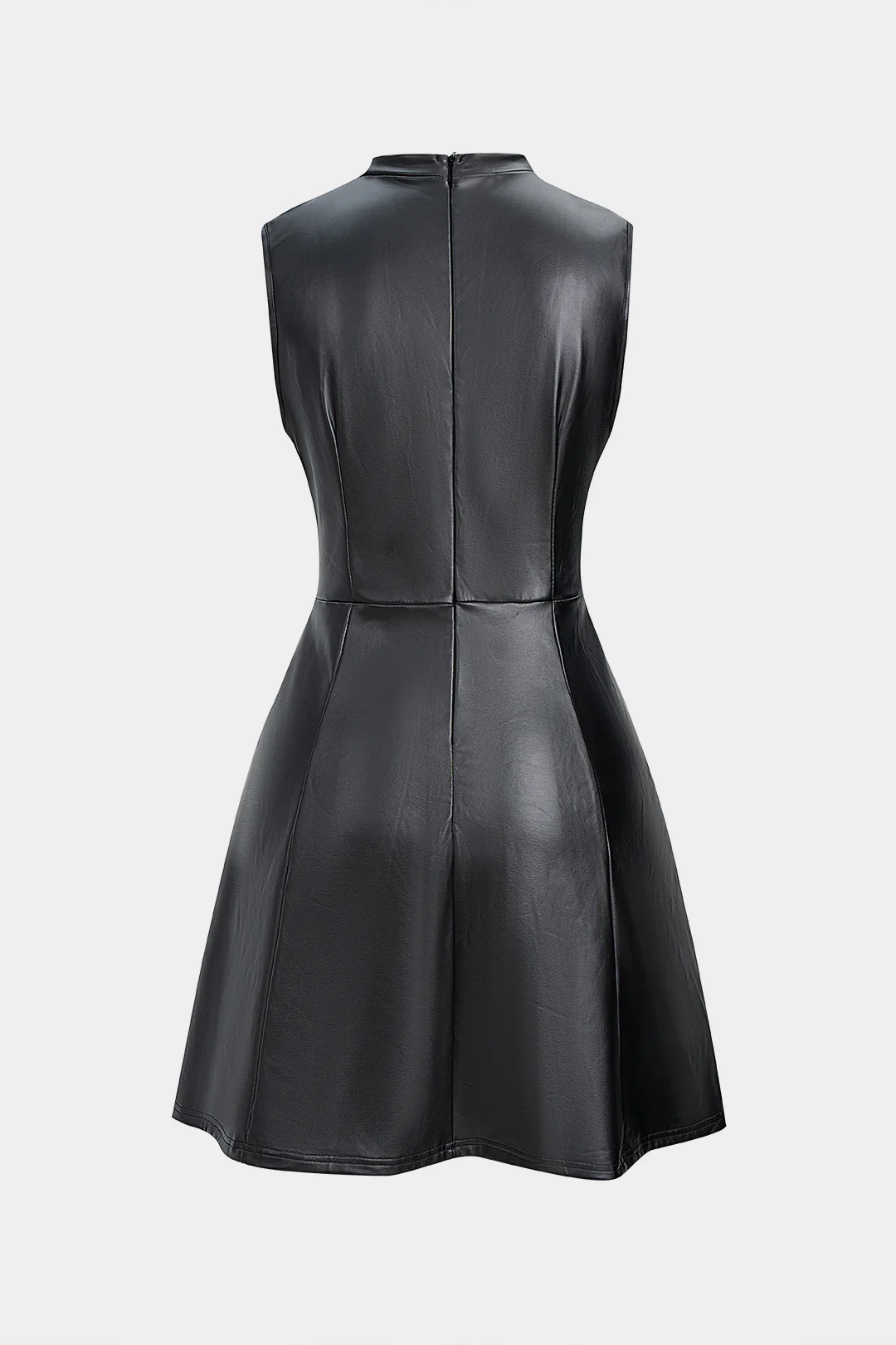 Faux Leather High Waist Sleeveless Mini Dress - Flockneti