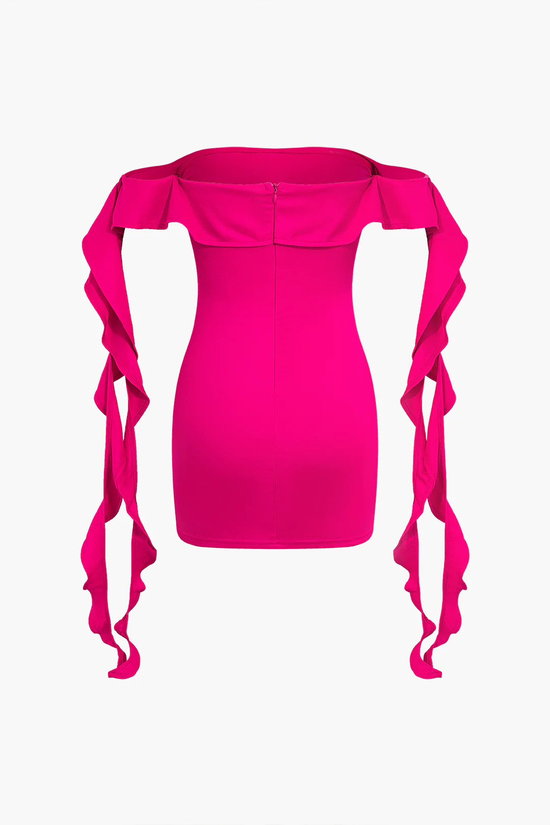 Ruffle Ribbon High Slit Zipper Sleeveless Mini Dress - Flockneti