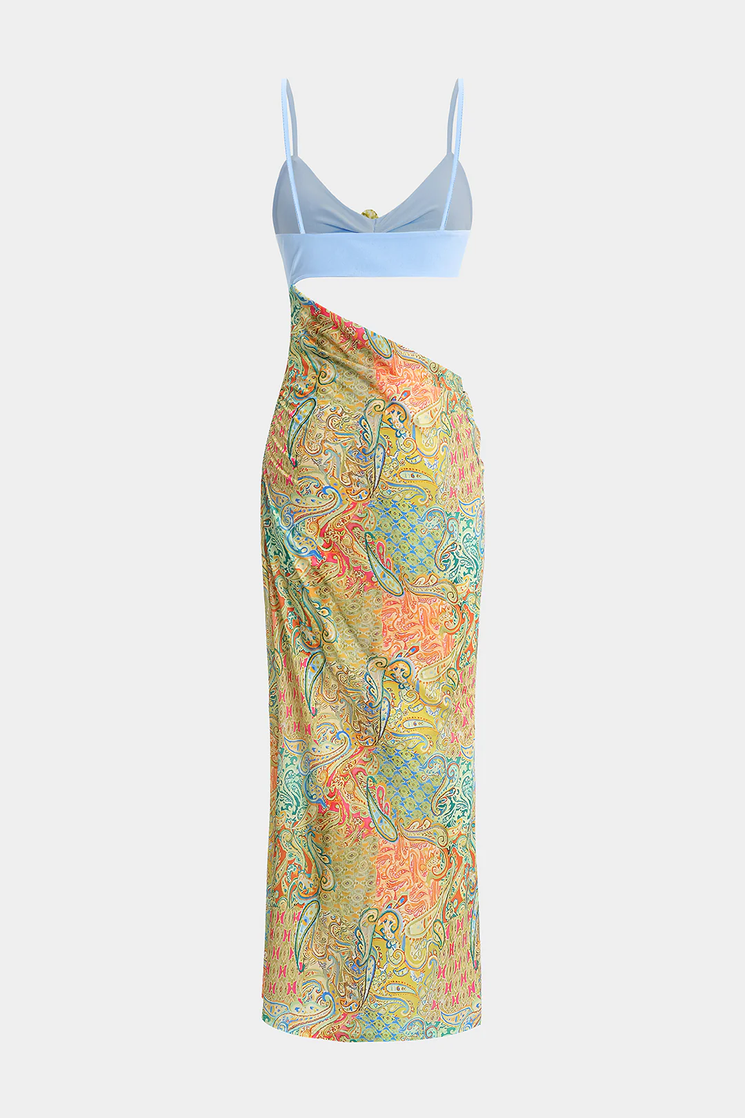 Abstract Contrast Pattern Cut Out Slip Sleeveless Maxi Dress - Flockneti