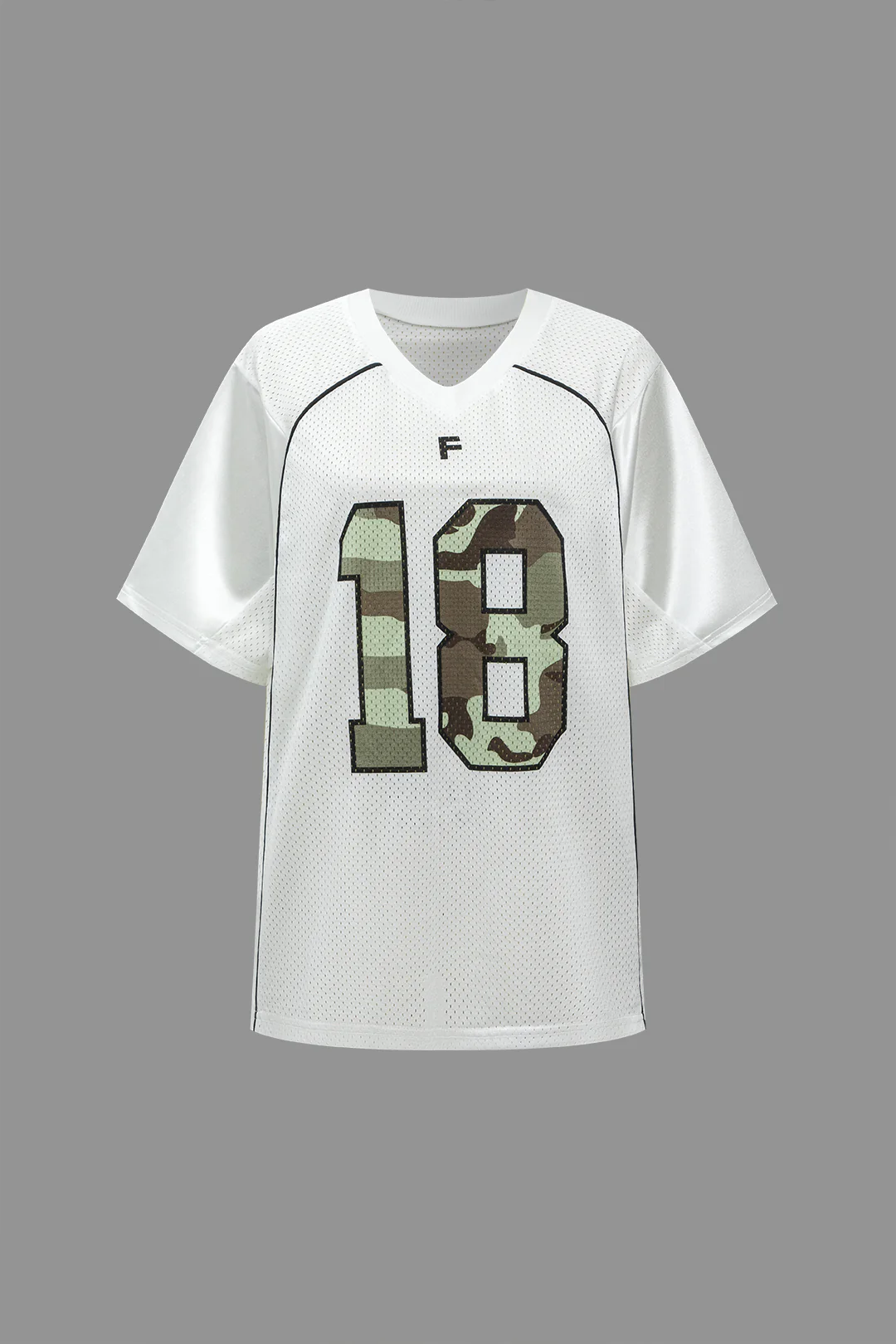 Contrast Letter Camo Print Round Neck Short Sleeve T-Shirt - Flockneti