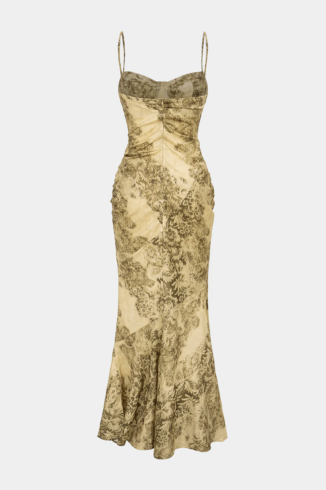 Floral Print Zipper Ruched Sleeveless Maxi Dress - Flockneti