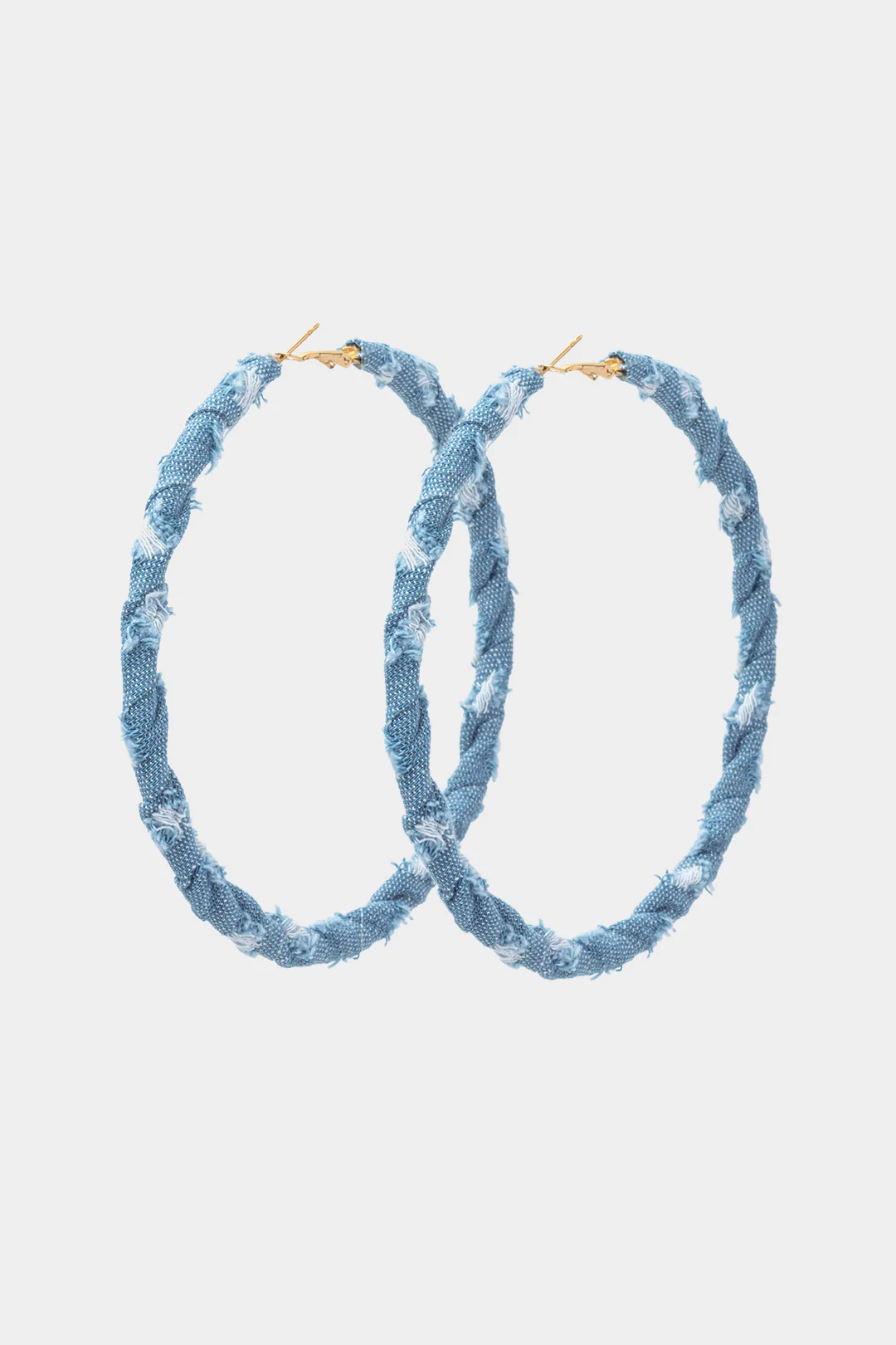 Distressed Denim Hoop Earrings - Flockneti