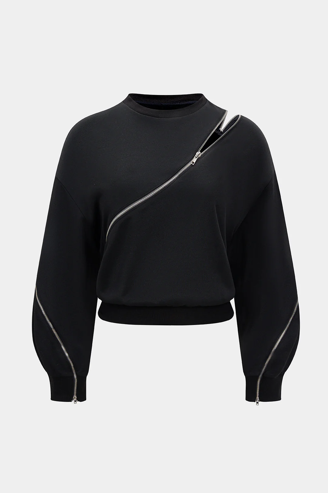 Plus Size Zipper Detail Long Sleeve Sweatshirt - Flockneti