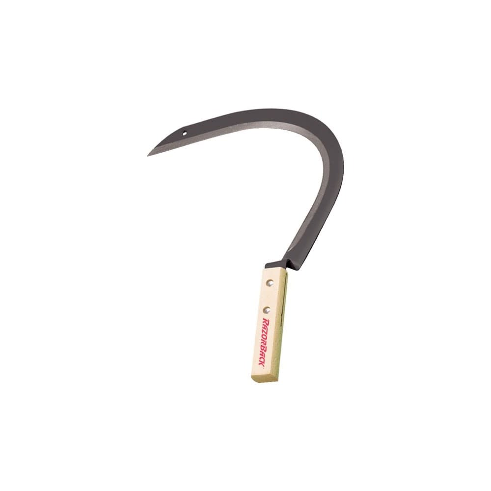 Razorback Handheld Tempered Steel Blade Grass Hook with Short Wood Handle - Flockneti