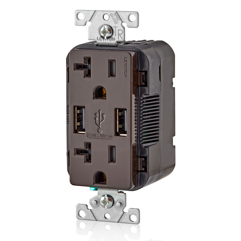 Leviton 20A 125V Brown Combination Duplex Receptacle/Outlet - Flockneti