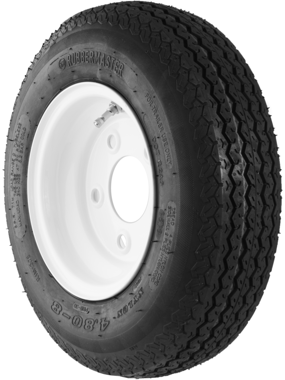 Rubbermaster Tire 4.80-8 6P TL & MTD 8 x 3.75 5 on 4.5 STAMPED - Flockneti
