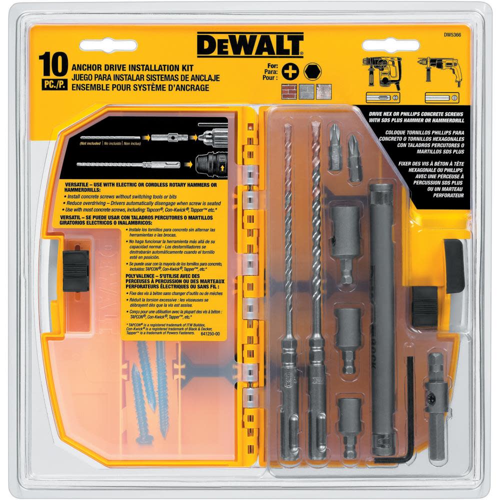 DEWALT 10 PC Anchor Drive Installation Kit - Flockneti
