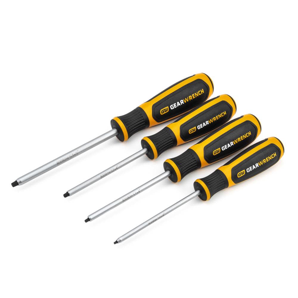 GEARWRENCH 4 Pc Square Dual Material Screwdriver Set - Flockneti